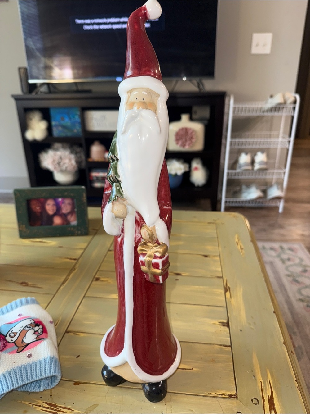 Vintage Red and White Santa with Blue Sweater